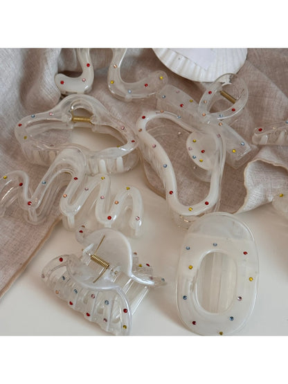 Beau - White Geometric Hair Claw Clip