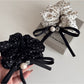 Gifty - Satin Look Ruffled Bow Accent Scrunchie