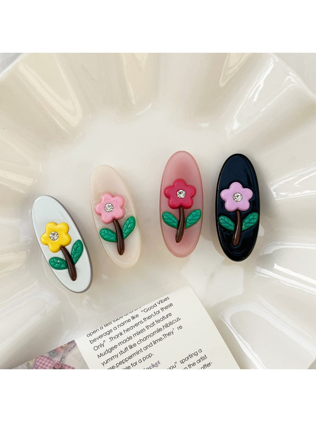 Beau - Sweet Flower Oval Hairpin