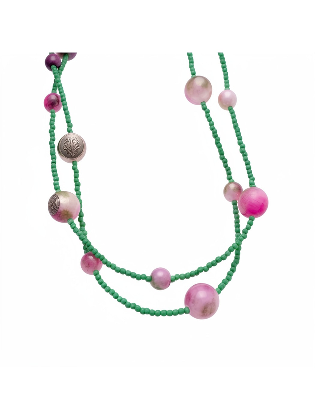 Nozari - Long Round Glass Bead Geometric Statement Necklace