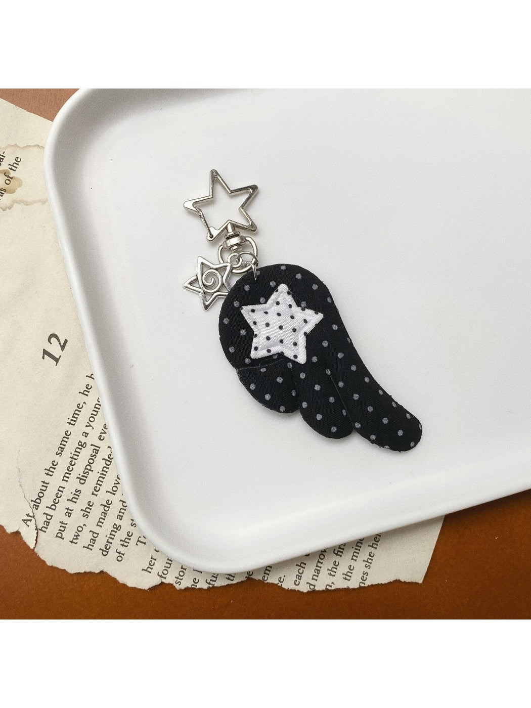 Keypus - Polka Dot Angel Wing Star Keychain Charm