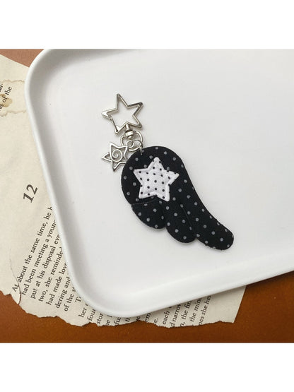 Keypus - Polka Dot Angel Wing Star Keychain Charm