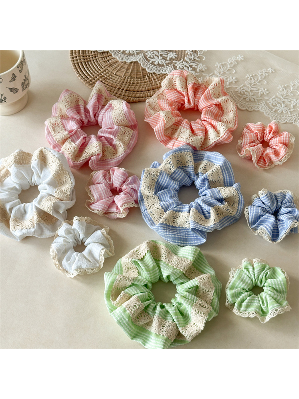 Gifty - Plaid Lace Trim High Stretch Hair Tie