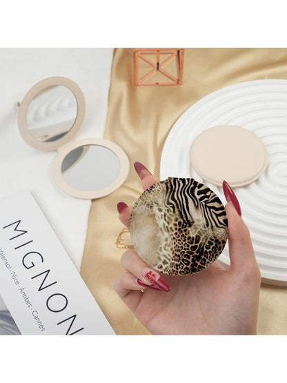 Mirroray - Vintage Leopard Print Round Compact Mirror