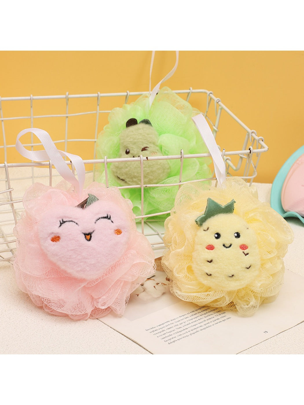 Papo - Cartoon Fruit Bath Pouf Soft Mesh Scrubber