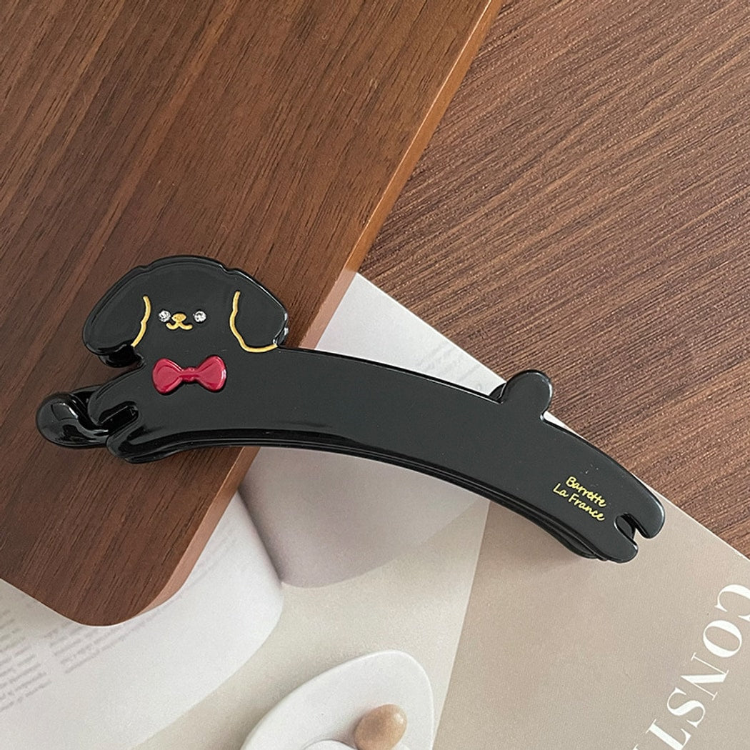 Beau - Playful Puppy Shape Curved Banana Clip
