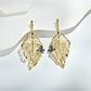 Earedge - Elegant Openwork Leaf Shaped Drop Earrings