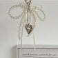 Keypus - Layered Lace Bow Heart Pendant Bag Charm Keychain