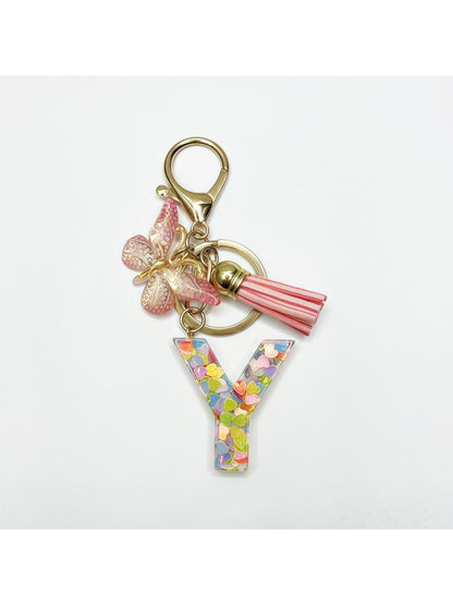 Keypus - Delicate Butterfly Letter Pendant Keychain