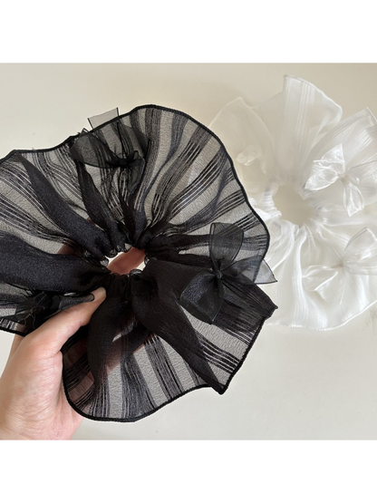 Gifty - Lace Bow Tulle Ponytail Hair Scrunchie