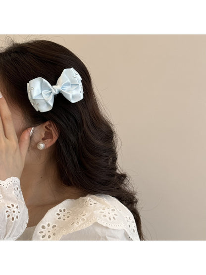Beau - Layered Satin Look Sparkle Bow Hair Clip