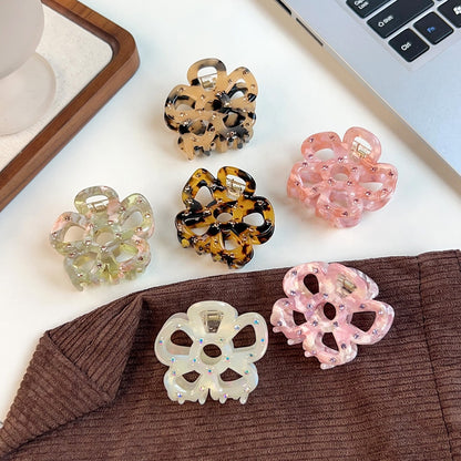 Beau - Openwork Flower Acetate Plate Claw Clip