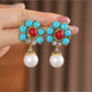 Earedge - Vintage Floral Rhinestone Stud Earrings