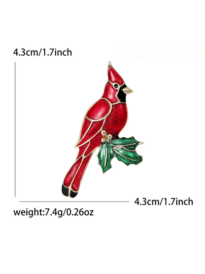Brovia - Red Bird Branch Accent Alloy Brooch