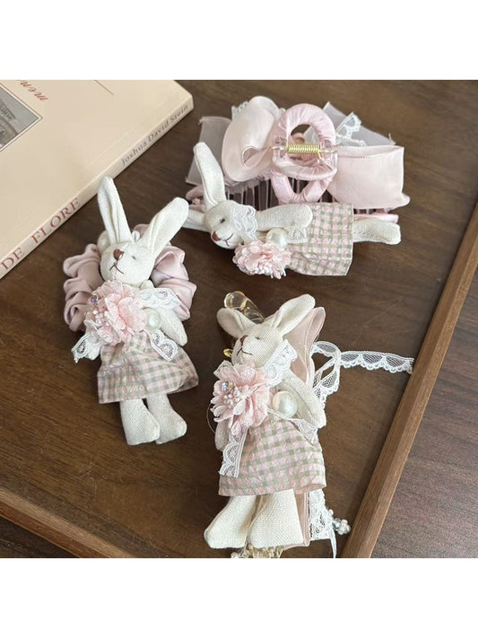 Beau - Mixed Material Rabbit Motif Decorative Banana Clip