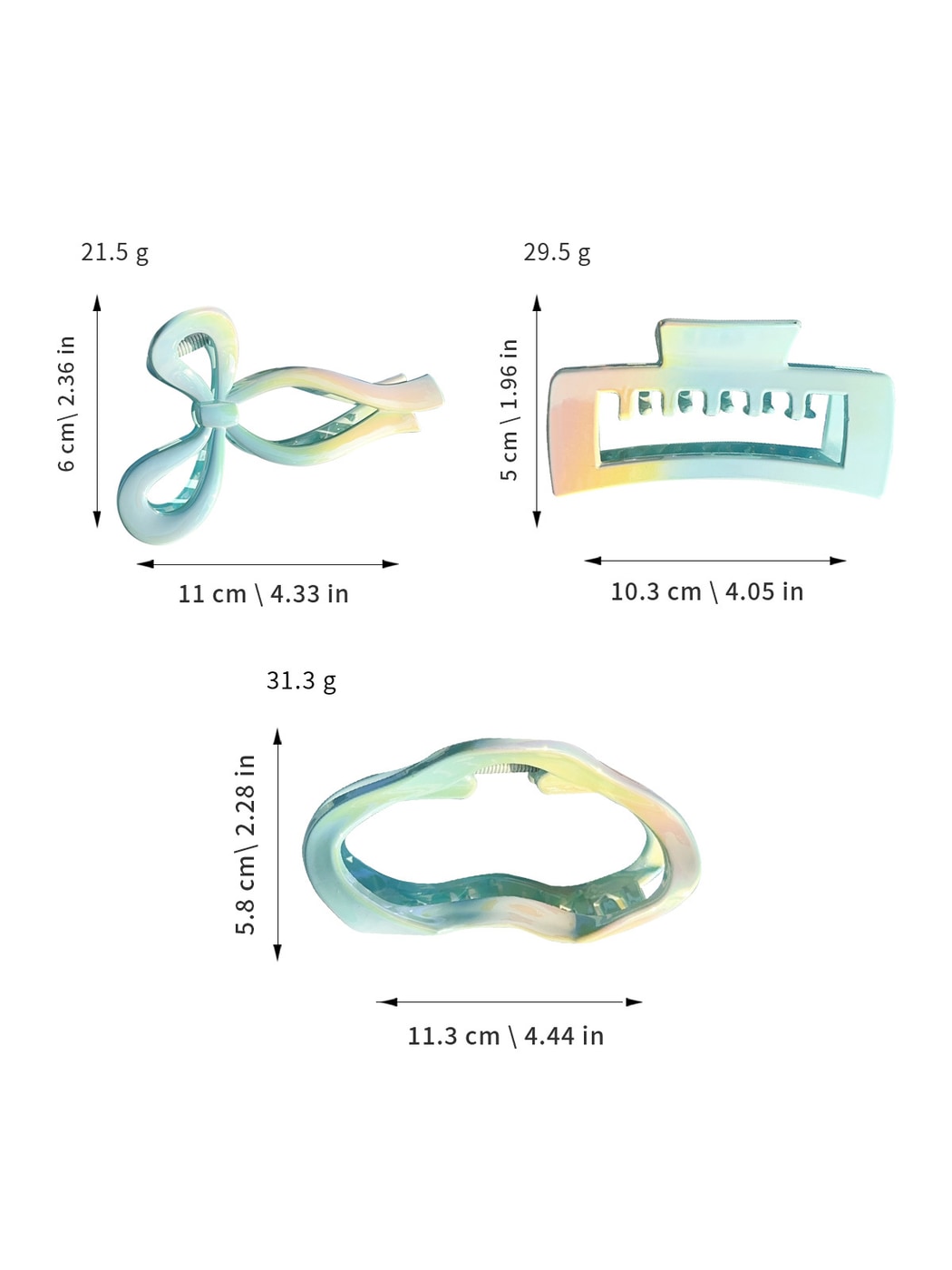Beau - Gradient Plastic Square Shape Claw Clip