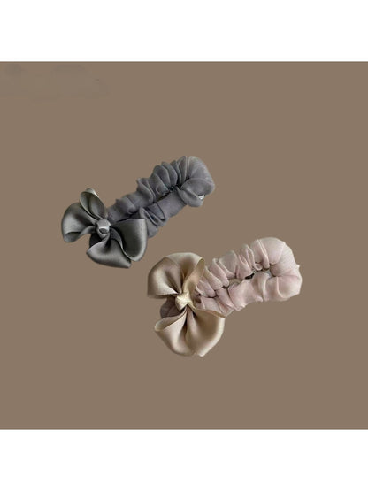 Beau - Pleated Fabric Bow Side Hair Clip