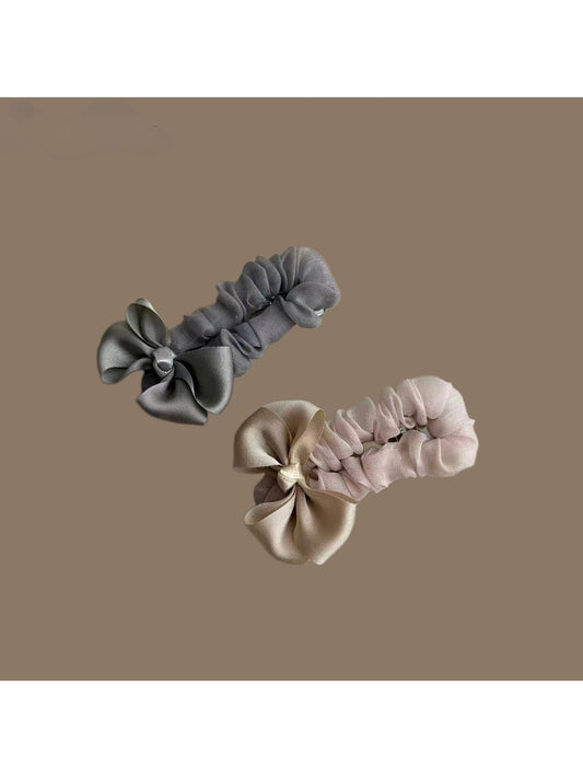 Beau - Pleated Fabric Bow Side Hair Clip
