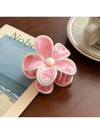 Beau - Five Petal Floral Plastic Hair Claw Clip