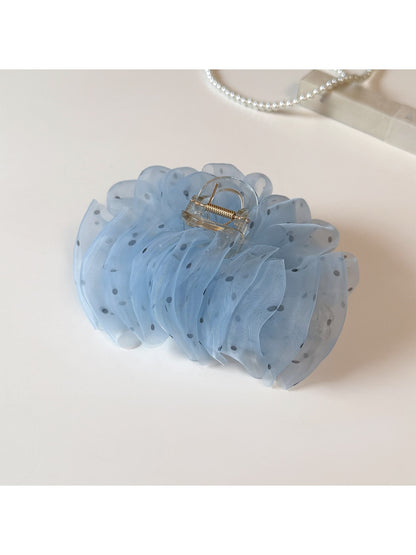 Beau - Cloud Ruffle Mesh Polka Dot Hair Claw Clip