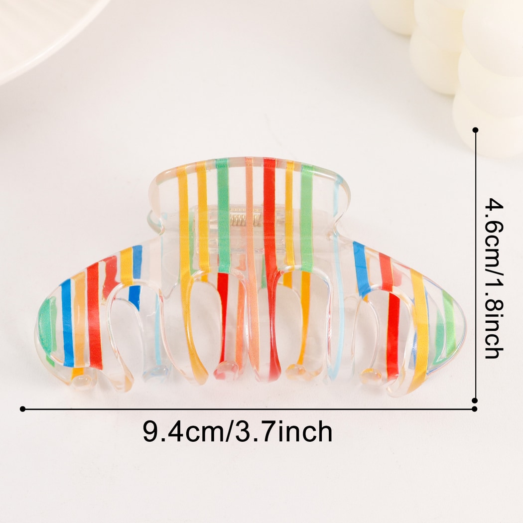 Beau - Rainbow Stripe Printed Claw Clip