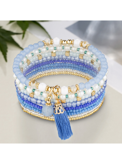Lovra - Bohemian Layered Beaded Tassel Bracelet