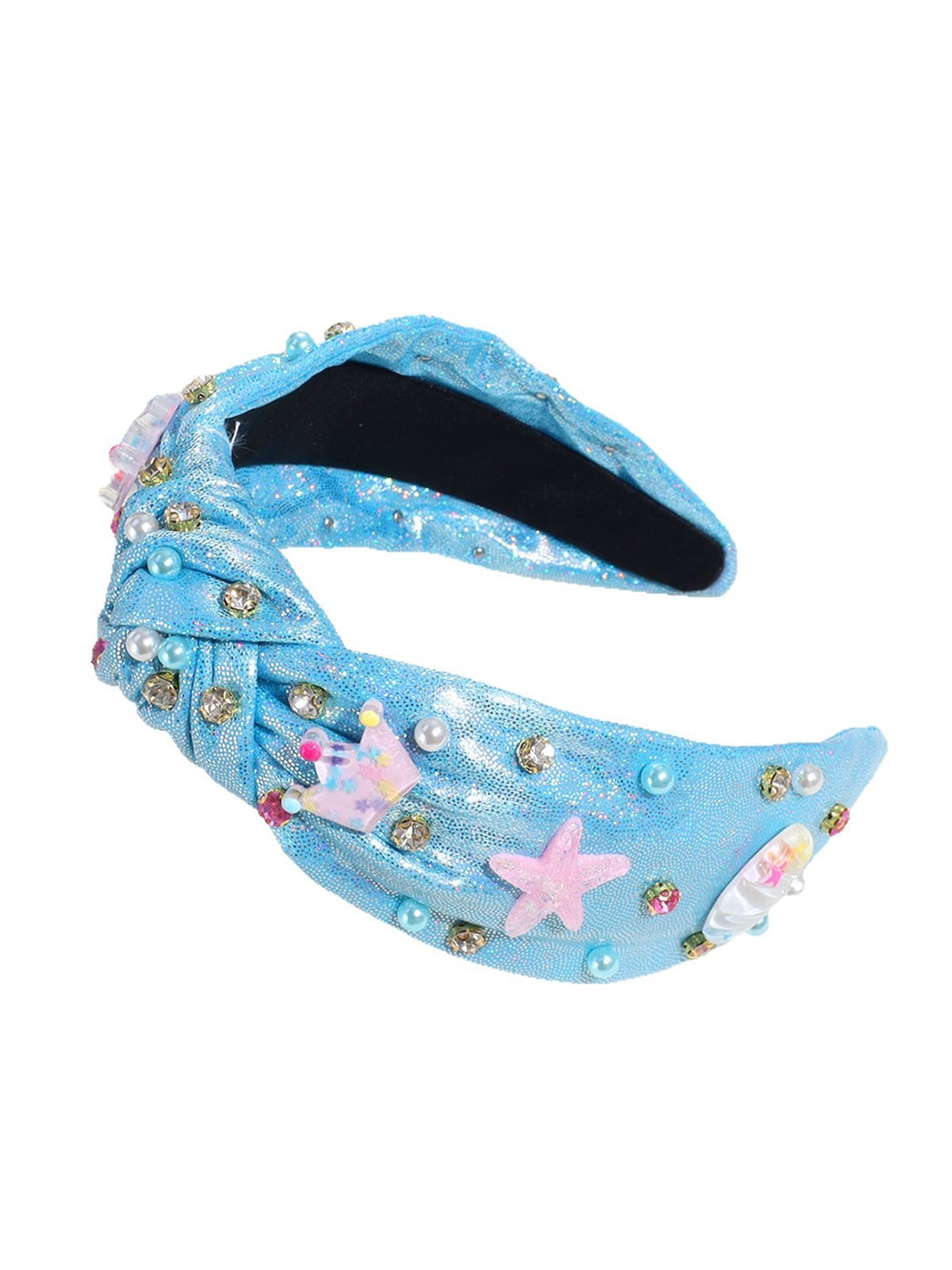 Gifty - Starfish Accent Sequined Wide Knot Headband