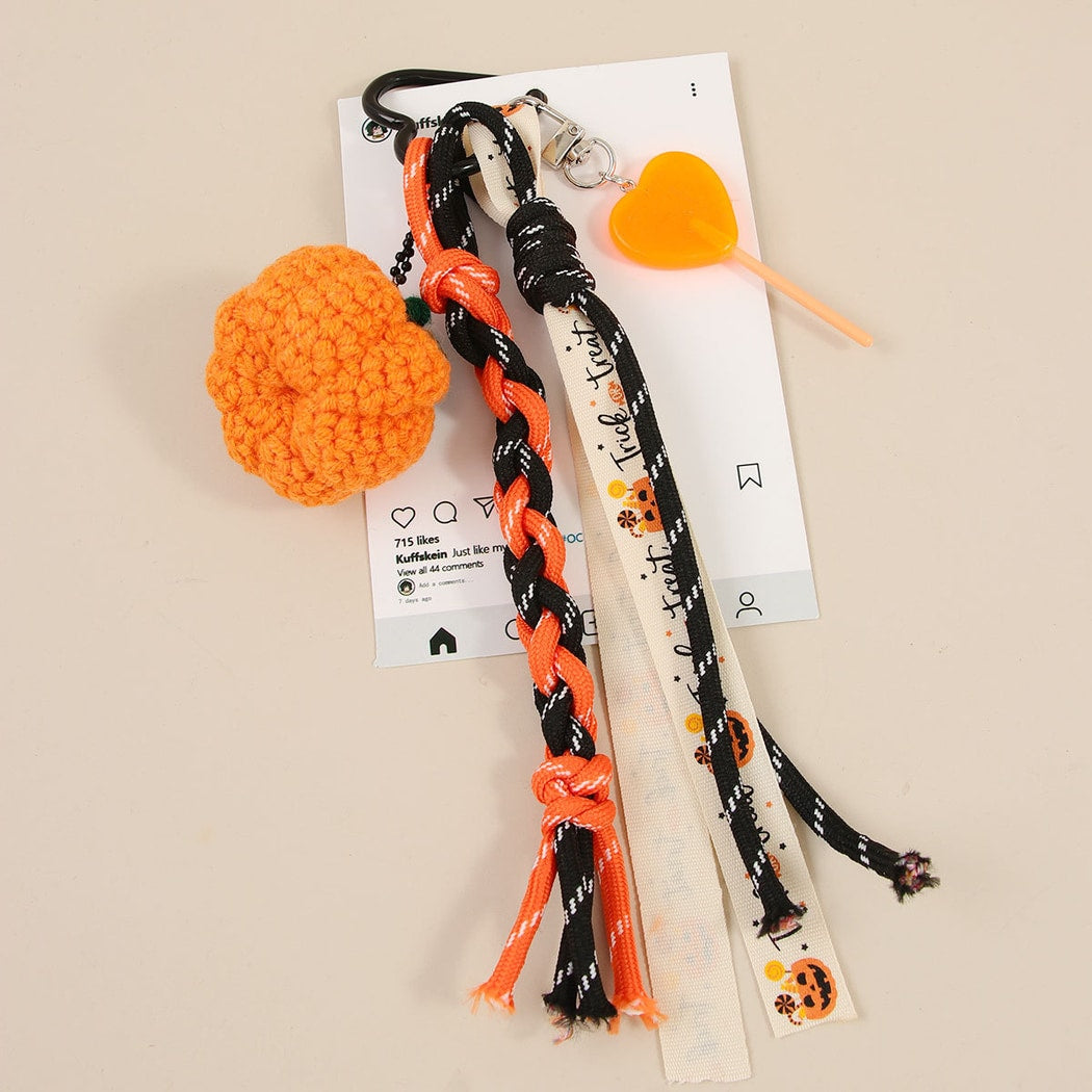 Keypus - Orange Pumpkin Lollipop Bag Pendant Keychain