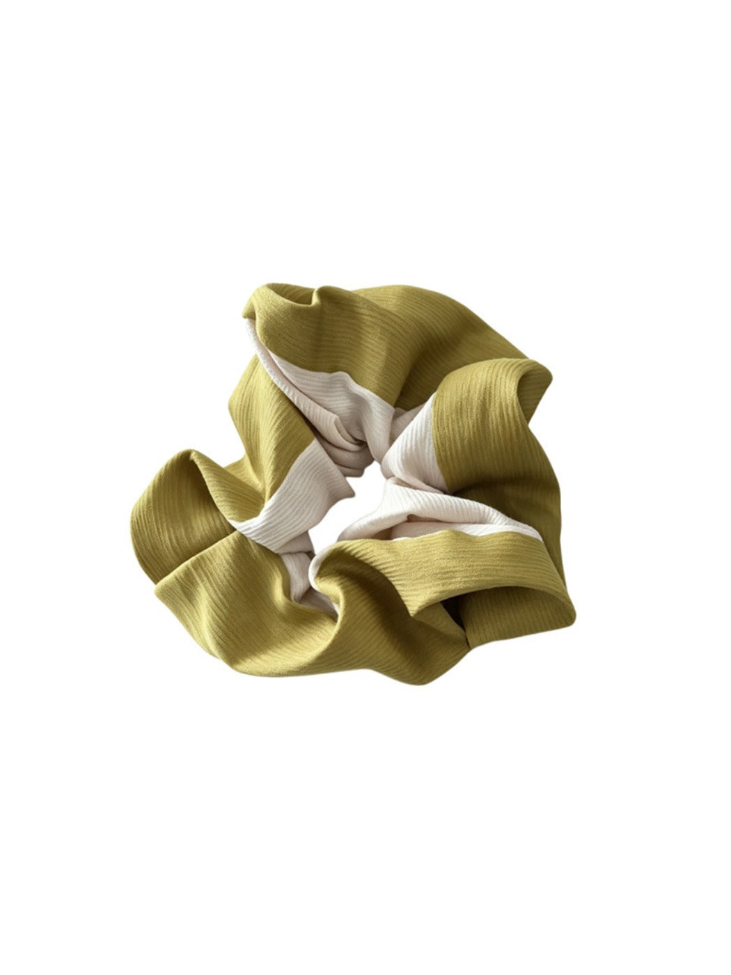 Close-up of Gifty color block scrunchie showing fabric texture and stitching