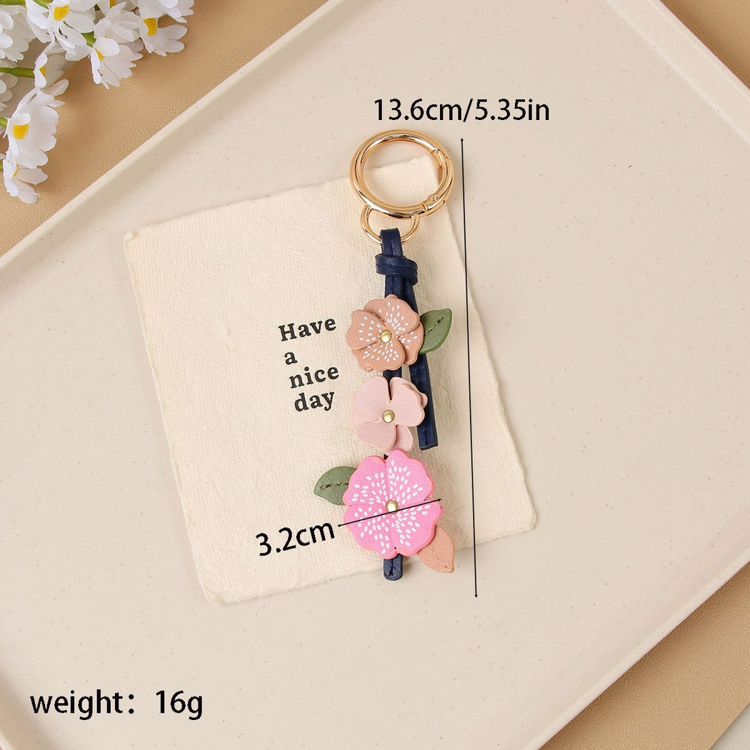 Keypus - Sweet Floral PU Bag Charm Keychain