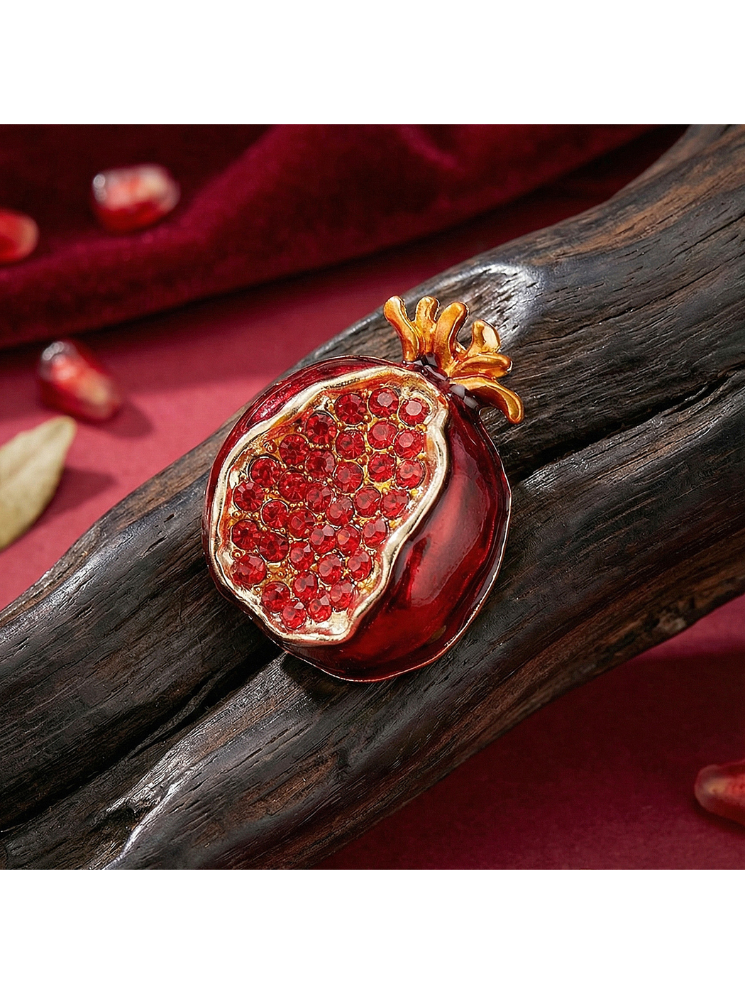 Brovia - Drip Oil Enamel Alloy Pomegranate Brooch