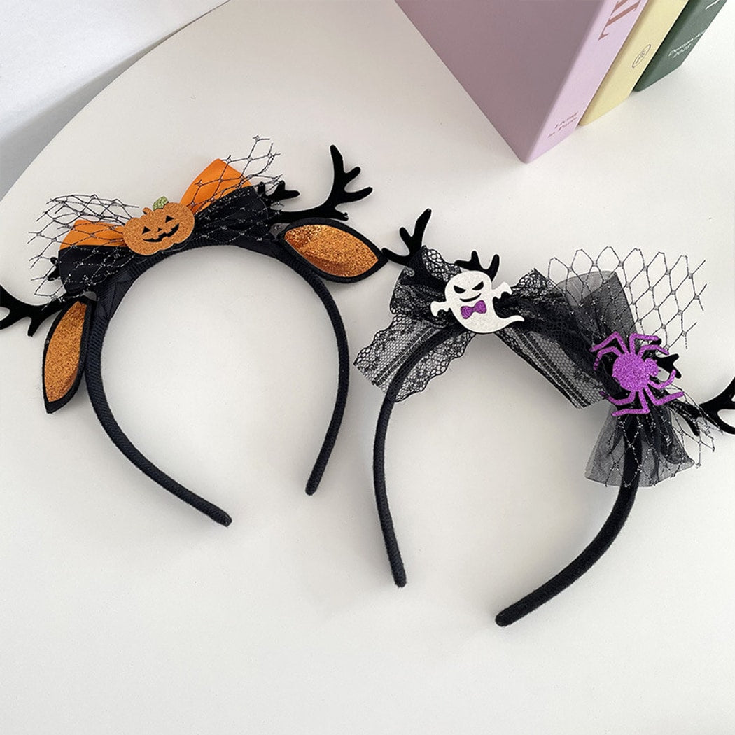 Gifty - Halloween Pumpkin Ghost Lace Dress-Up Headband
