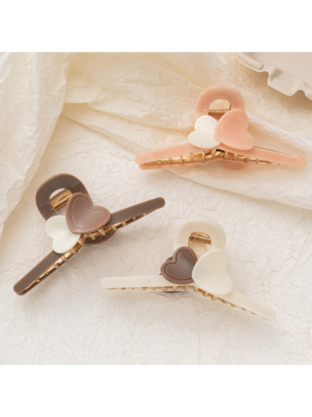 Beau - Dainty Interlocking Hearts Hair Claw Clip