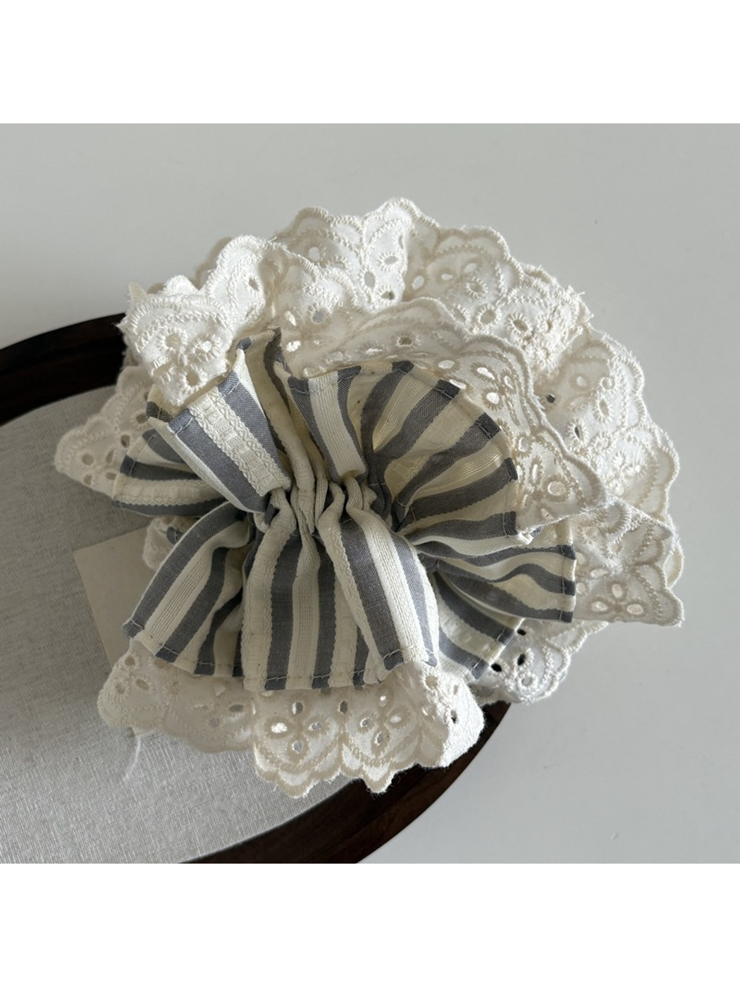 Gifty - Striped Lace Double Layer Hair Scrunchie