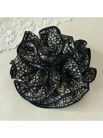 Gifty - Floral Trim Layered Ruffle Hair Scrunchie