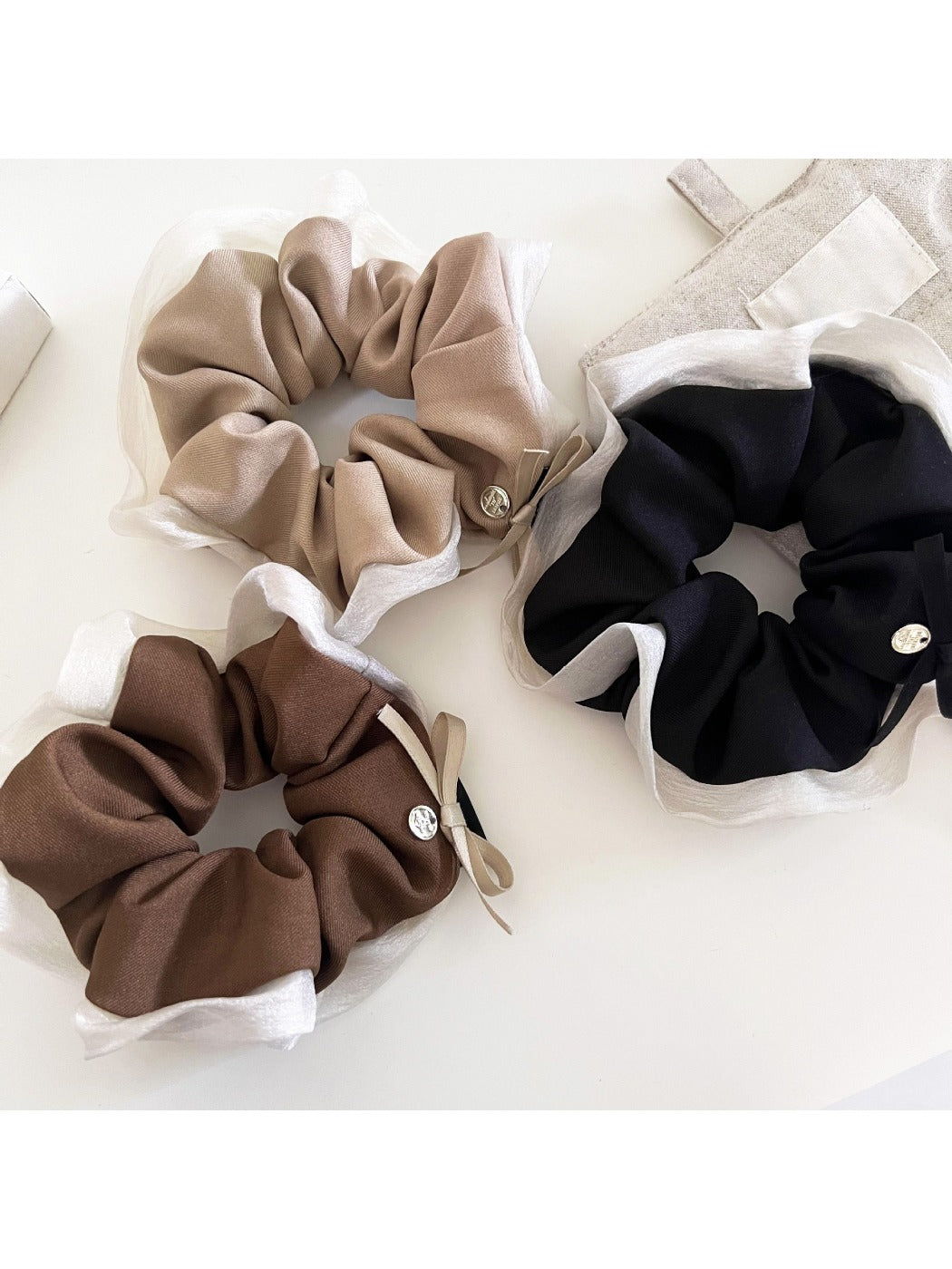 Gifty - Solid Color Bow Fabric Hair Ties