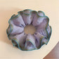 Purple double layer ruffled scrunchie on a white background