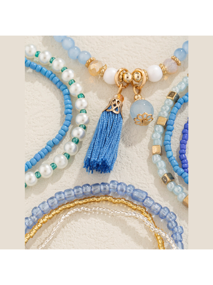 Lovra - Bohemian Layered Beaded Tassel Bracelet