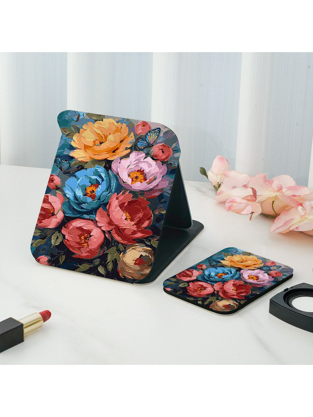 Mirroray - Floral Double-Sided Printed Folding Makeup Mirror