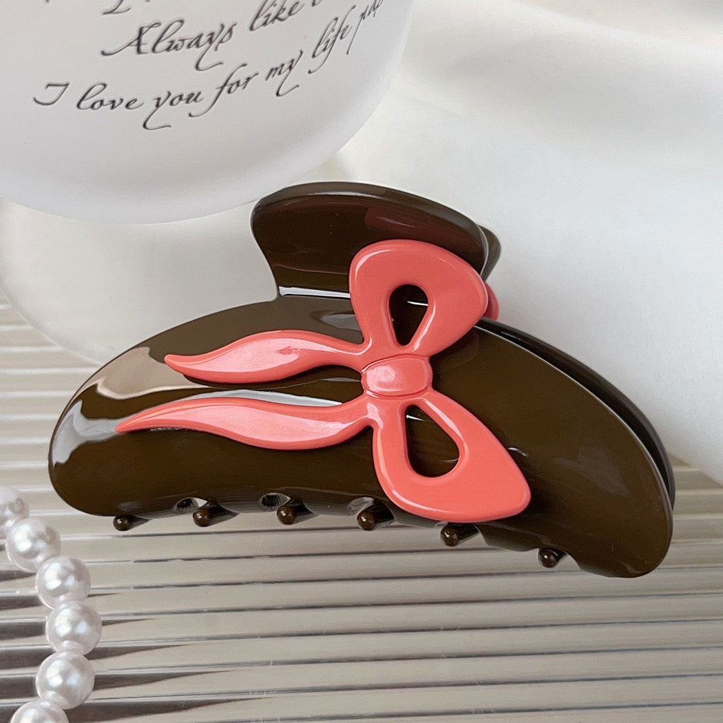 Beau - Acetate Bow Design Glossy Claw Hair Clip