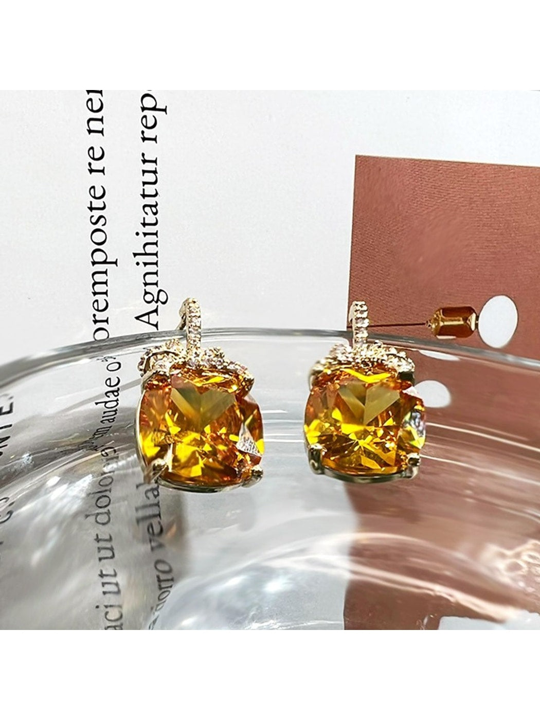 Earedge - Geometric Rhinestone Square Stud Earrings