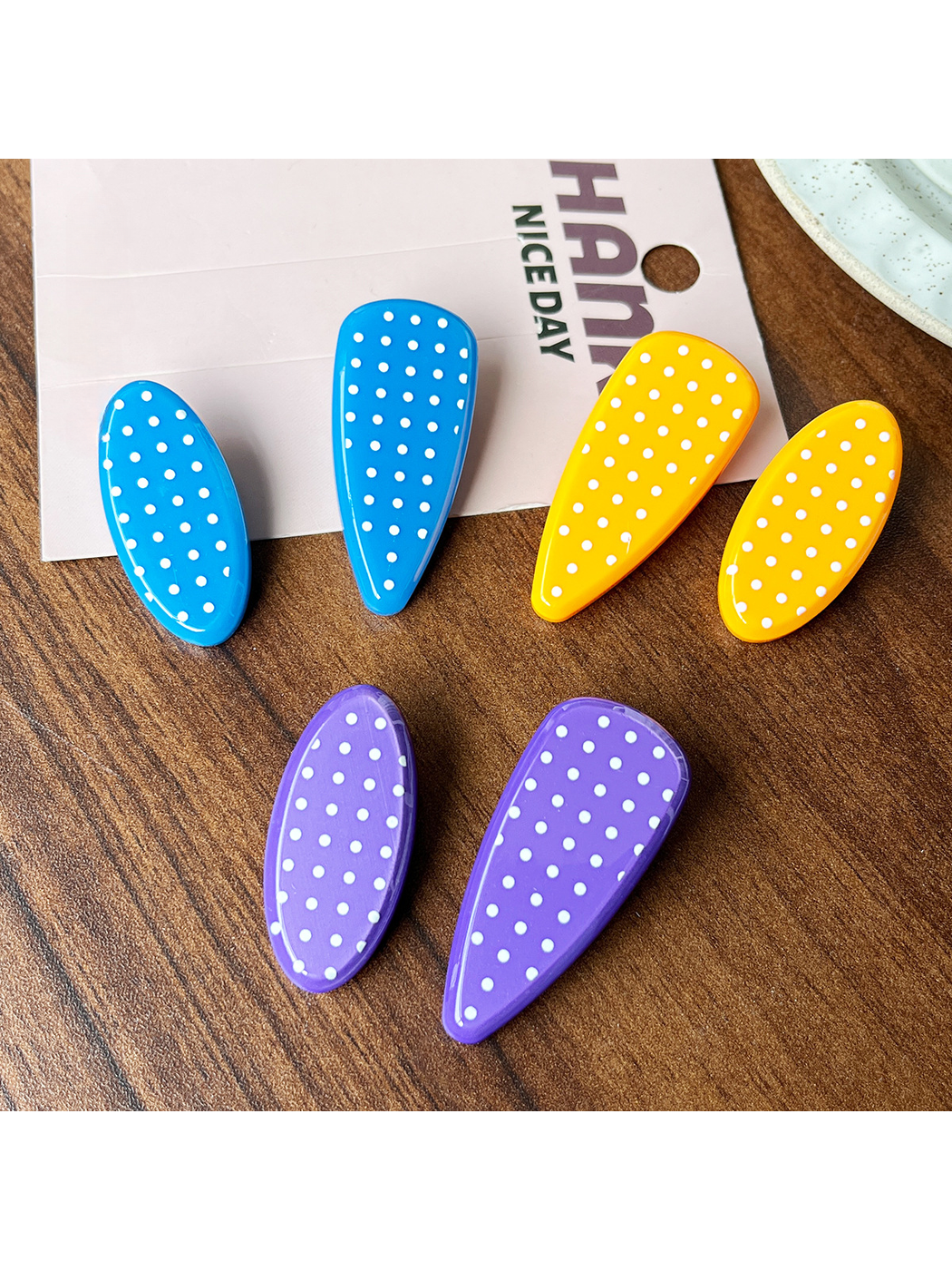 Beau - Polka Dot Candy Color Acetate Duckbill Hair Clip