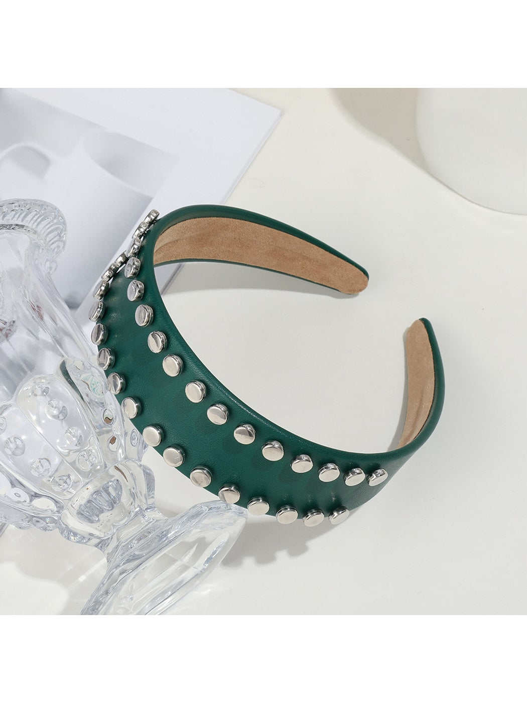 Gifty - PU Double Row Studded Geometric Headband