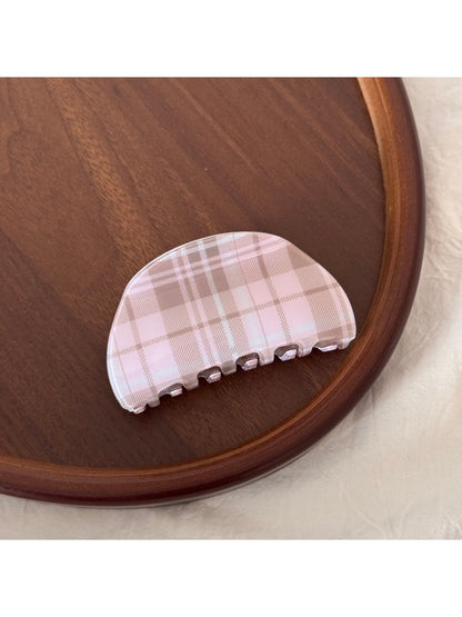 Beau - Glossy Plaid Acrylic Curved Hair Claw Clip