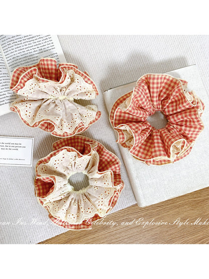 Gifty - Orange Plaid Hair Ties