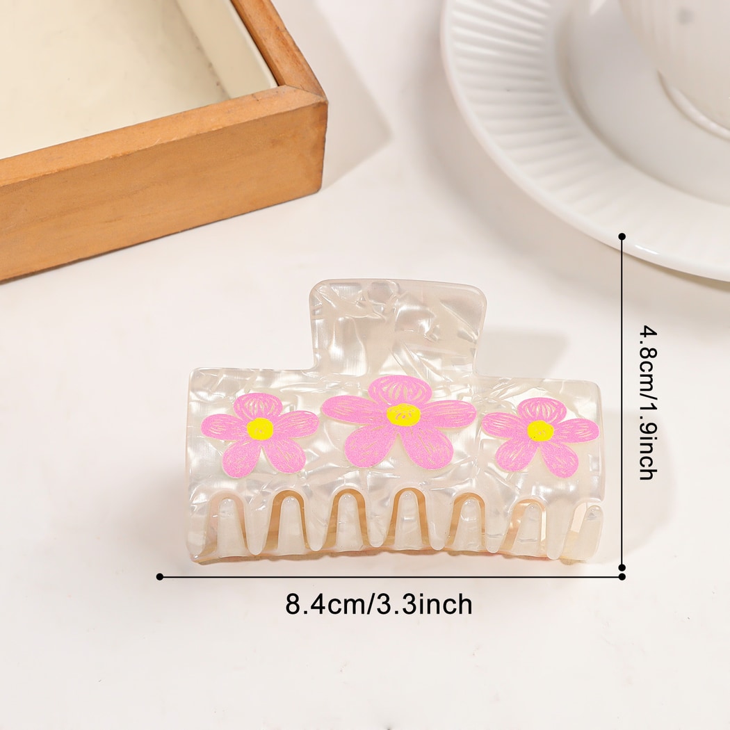 Beau - Sweet Style Pink Flower Pattern Claw Clip