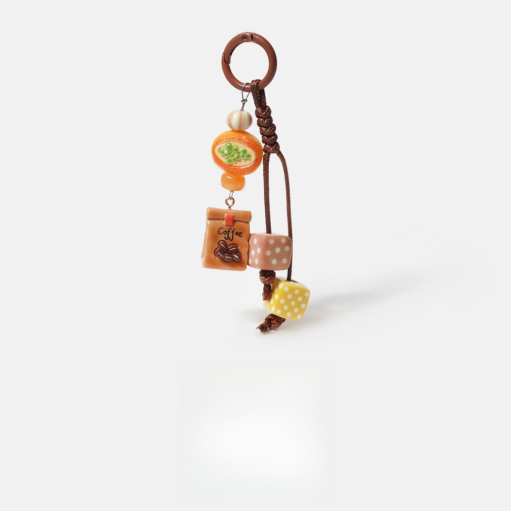 Keypus - Coffee Motif Dice Pendant Bag Charm Keychain