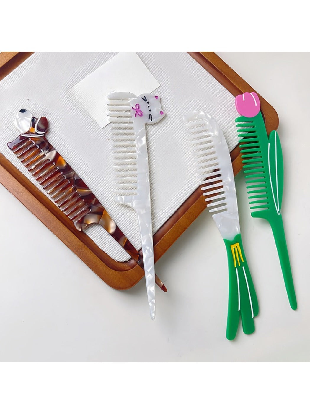 Side view of Camerow acetate hair comb showing smooth curved teeth