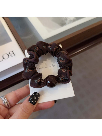Gifty - Floral Polyester Ruffle Edge Scrunchie