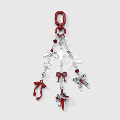 Keypus - Halloween Burgundy Cross and Bow Keychain